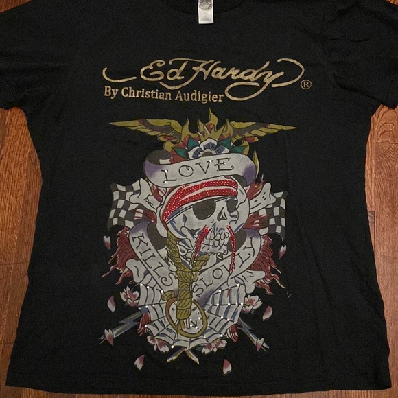 Ed Hardy t-shirt size XXL for girl, XL or L for women - Picture 9 of 16